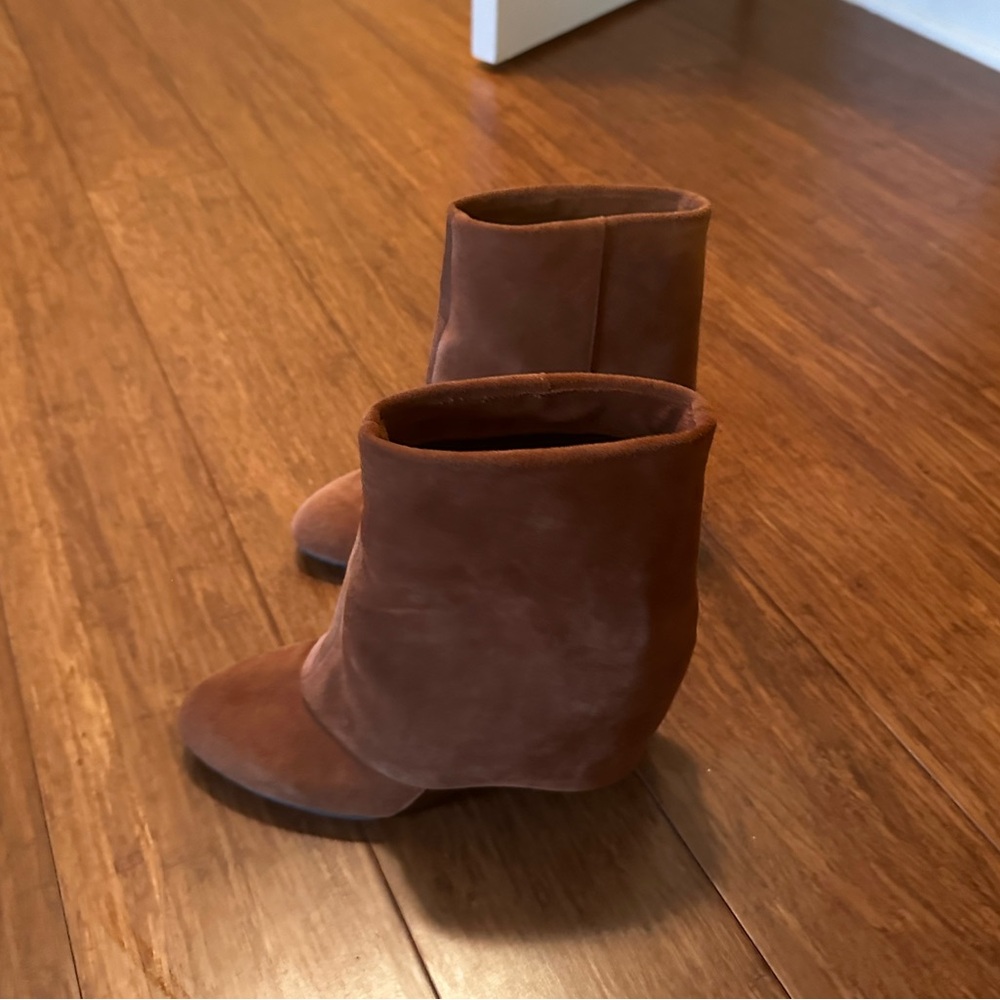 Brown Suede fold over Ankle Boots